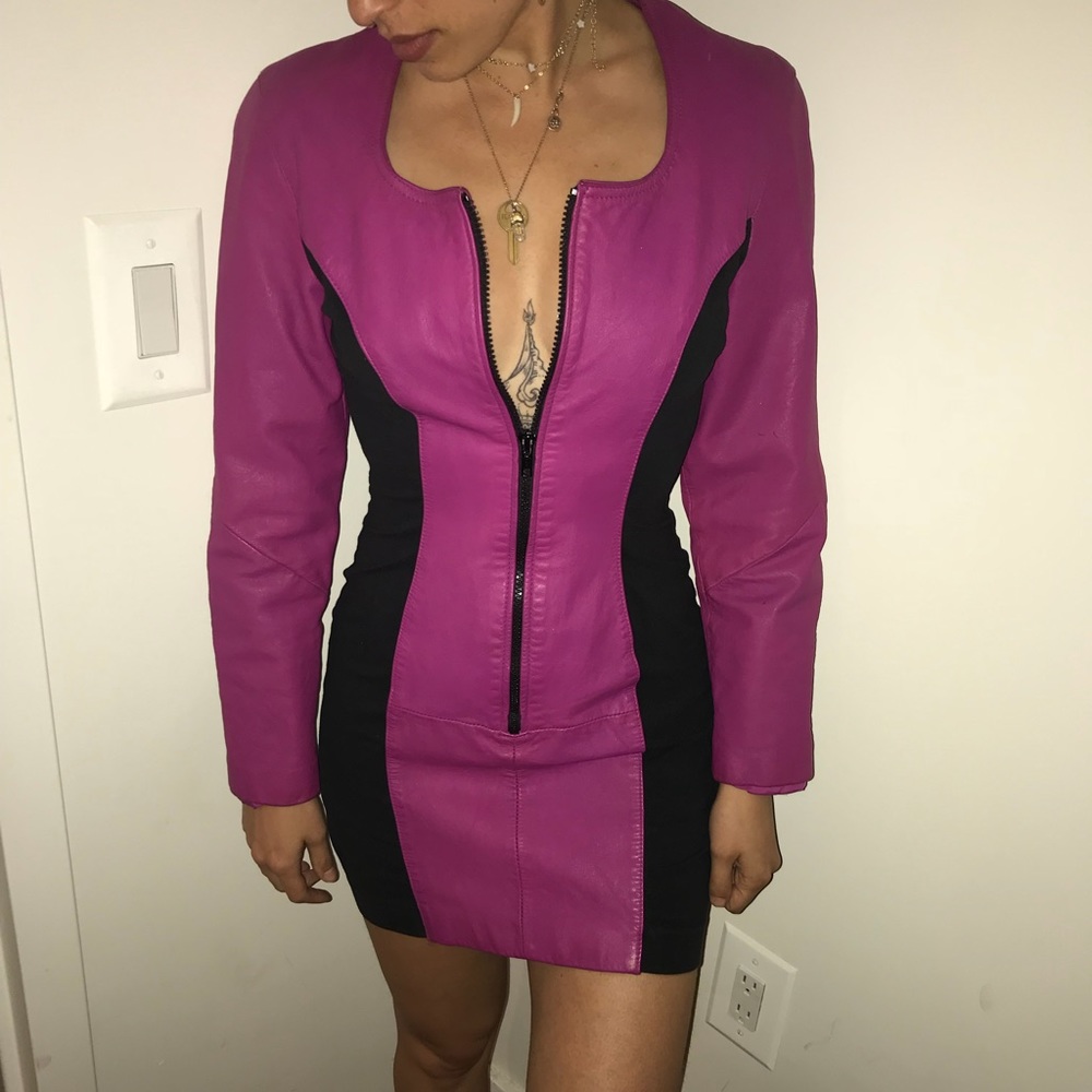 Vintage Leather Moto Minidress
